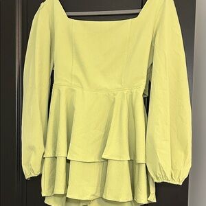 Chic Lime Women's Blouse with Tiered Design